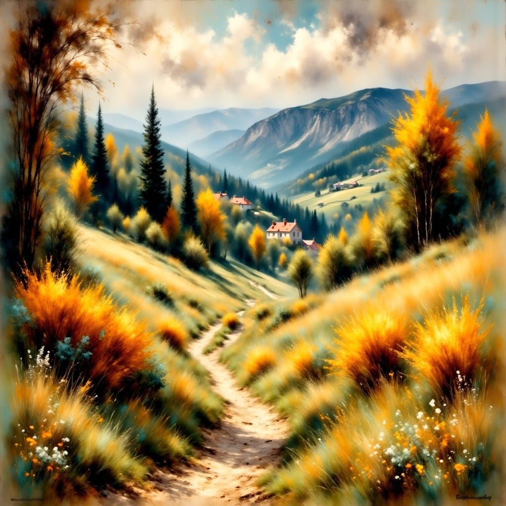 Man Standing on a Cliff, Arms Outstretched in a Moment of Se...