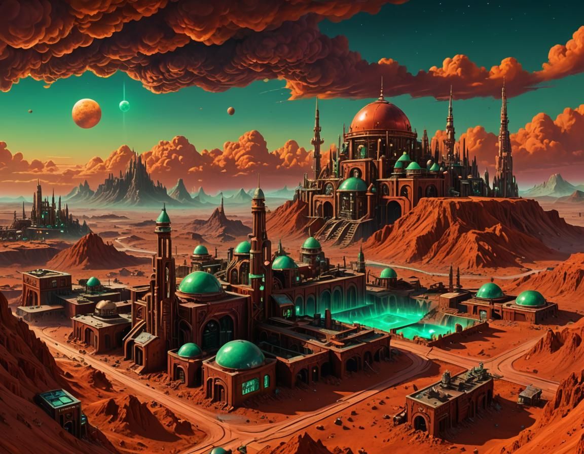 Martian mining town  by @Dr C Wright