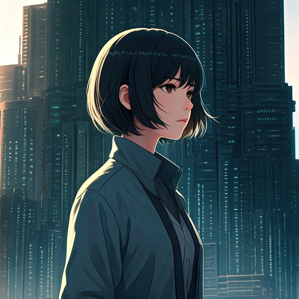 Anime Woman in Dreamlike Metropolis