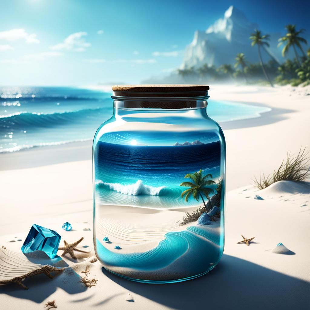 a glass jar sitting forgotten on a teenager's desk, inside i...