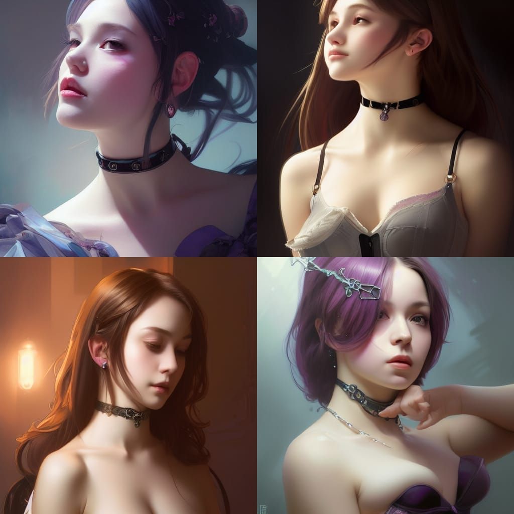 E-Girl Portrait with Corset in Art Nouveau Style