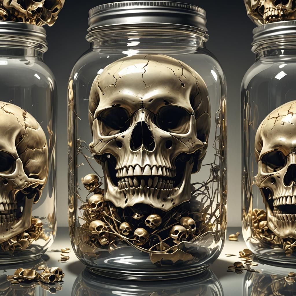 skull in jar