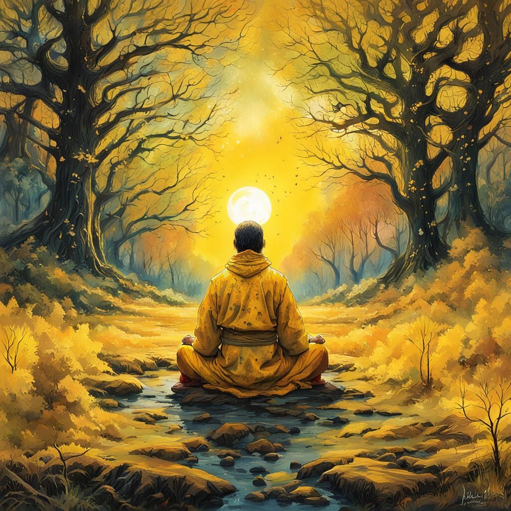 Meditation on yellow - AI Generated Artwork - NightCafe Creator