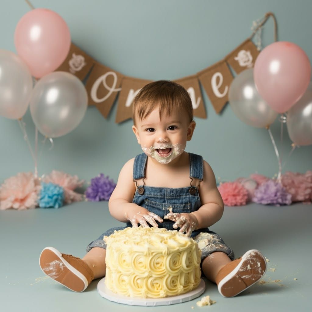 Baby's First Birthday Cake Smash Photography