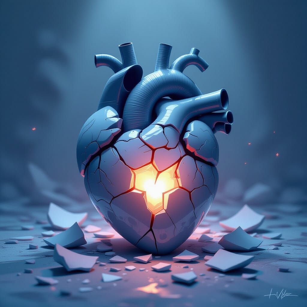 Mended Heart Amidst Shattered Pieces, Poignant Realism