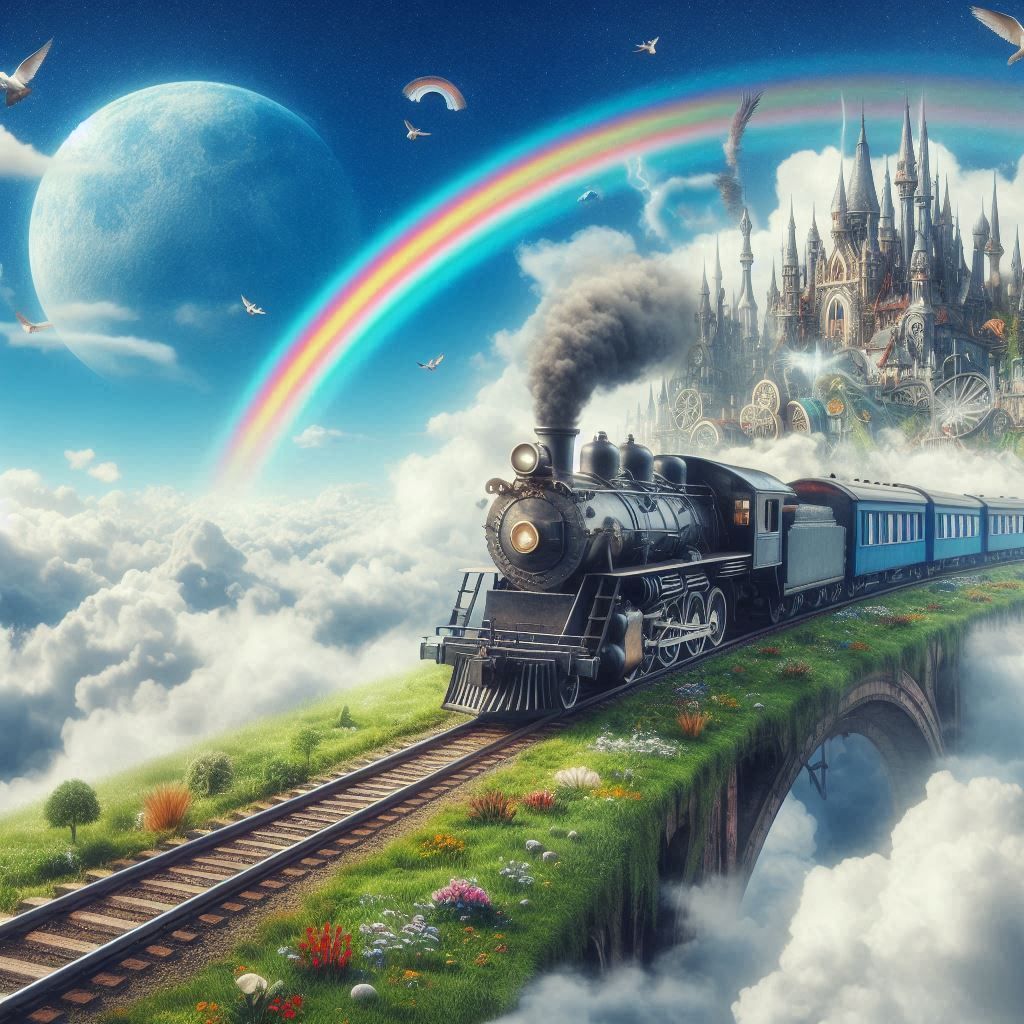 Fantasy Steam Train in the Sky