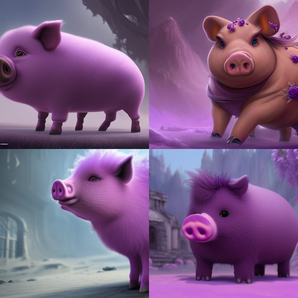 fluffy purple pig