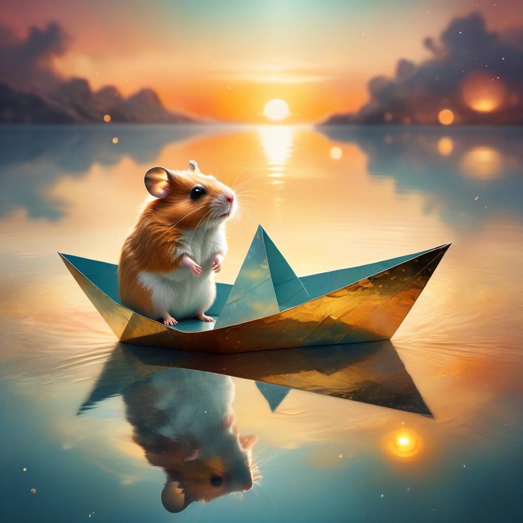 hamster on a paper boat