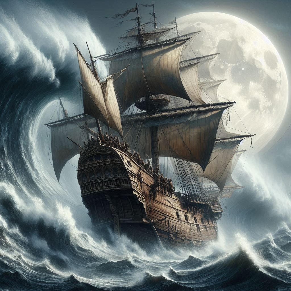 Boat in an agitated Ocean