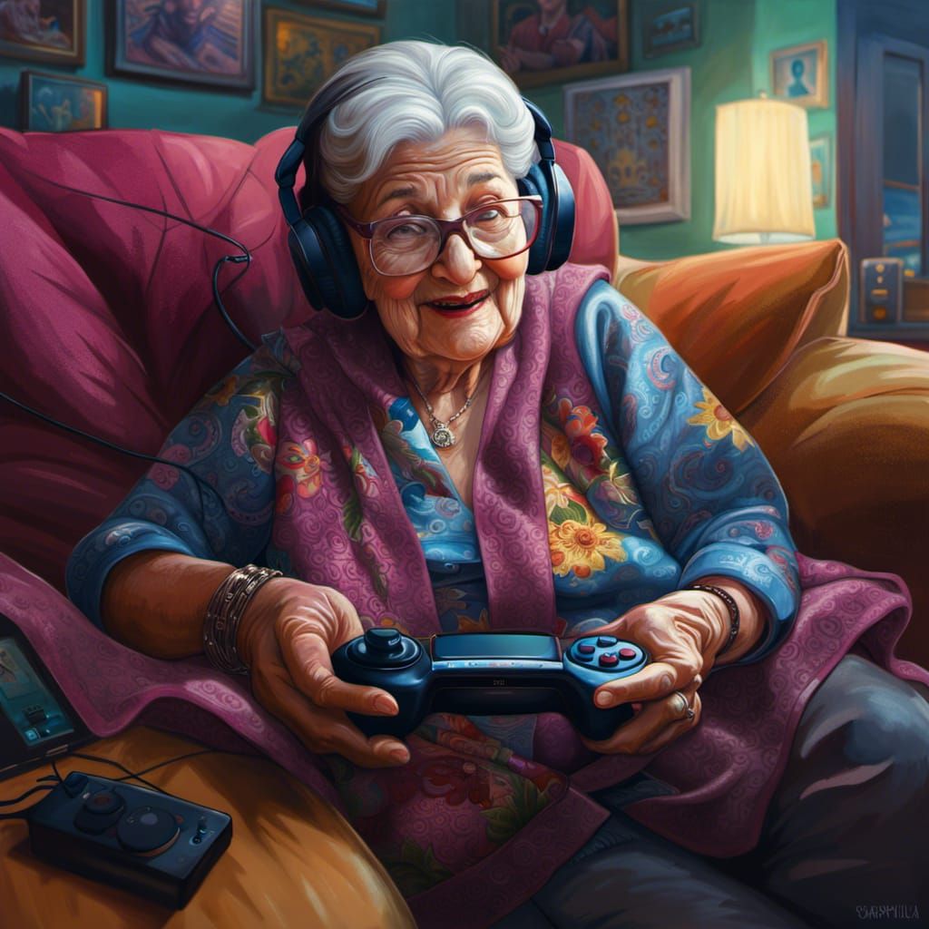 Gaming Granny - AI Generated Artwork - NightCafe Creator