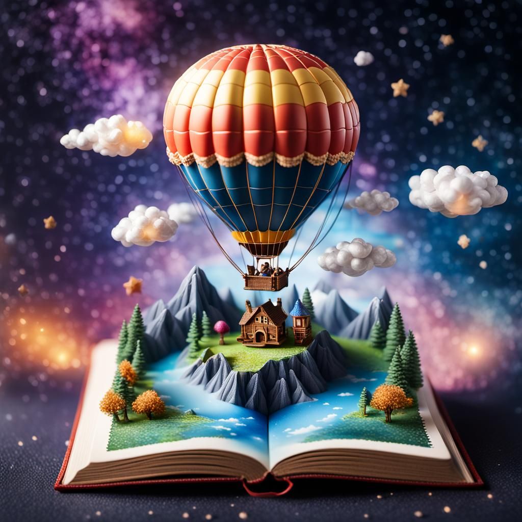 Masterpiece Miniature magical detailed one hot air balloon