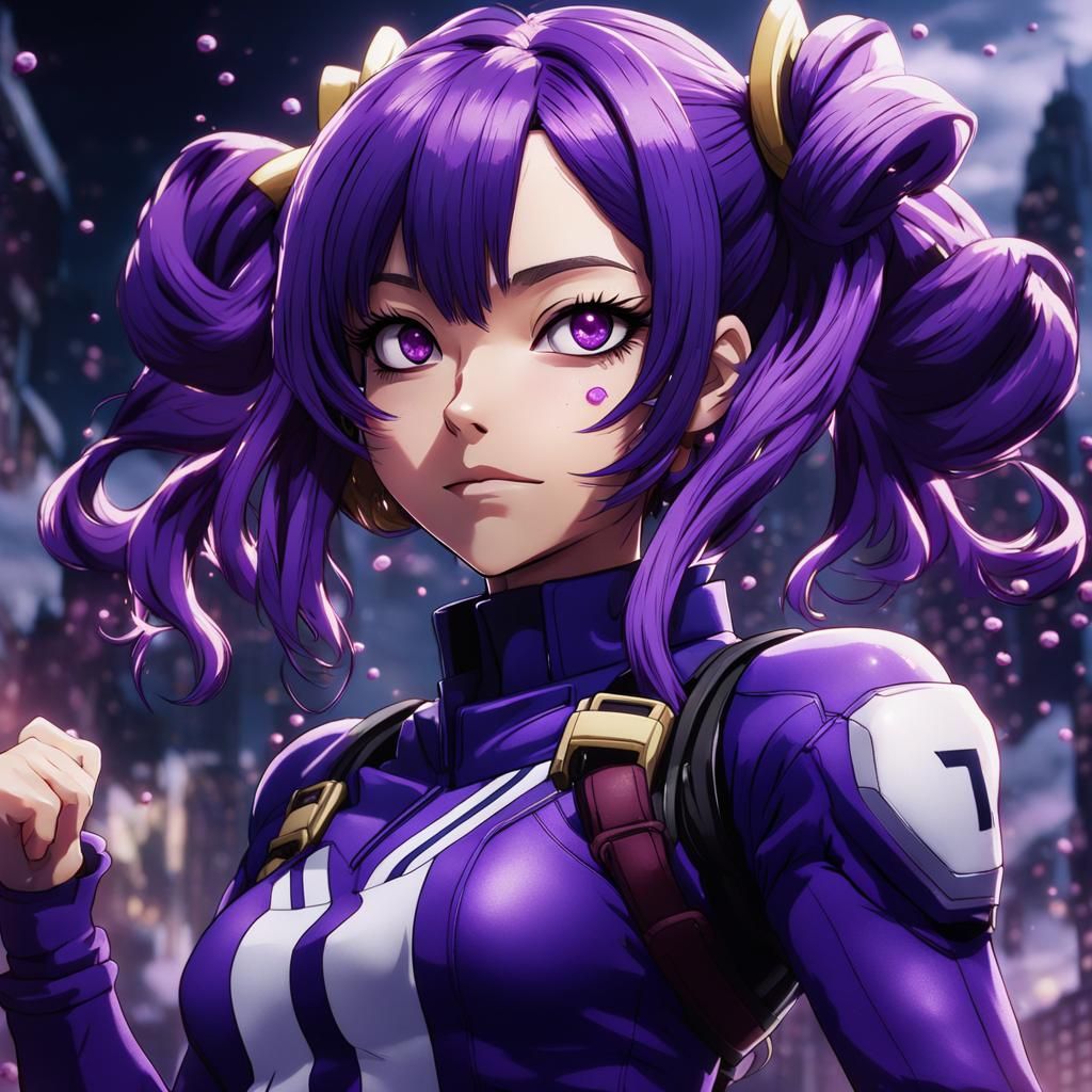 mineta minoru, my hero academia, purple hair, hair made with grape ...