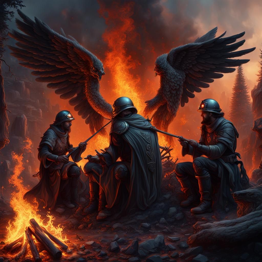 Black angels around a fire