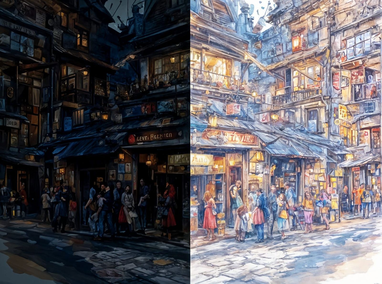 Day and night tavern alley