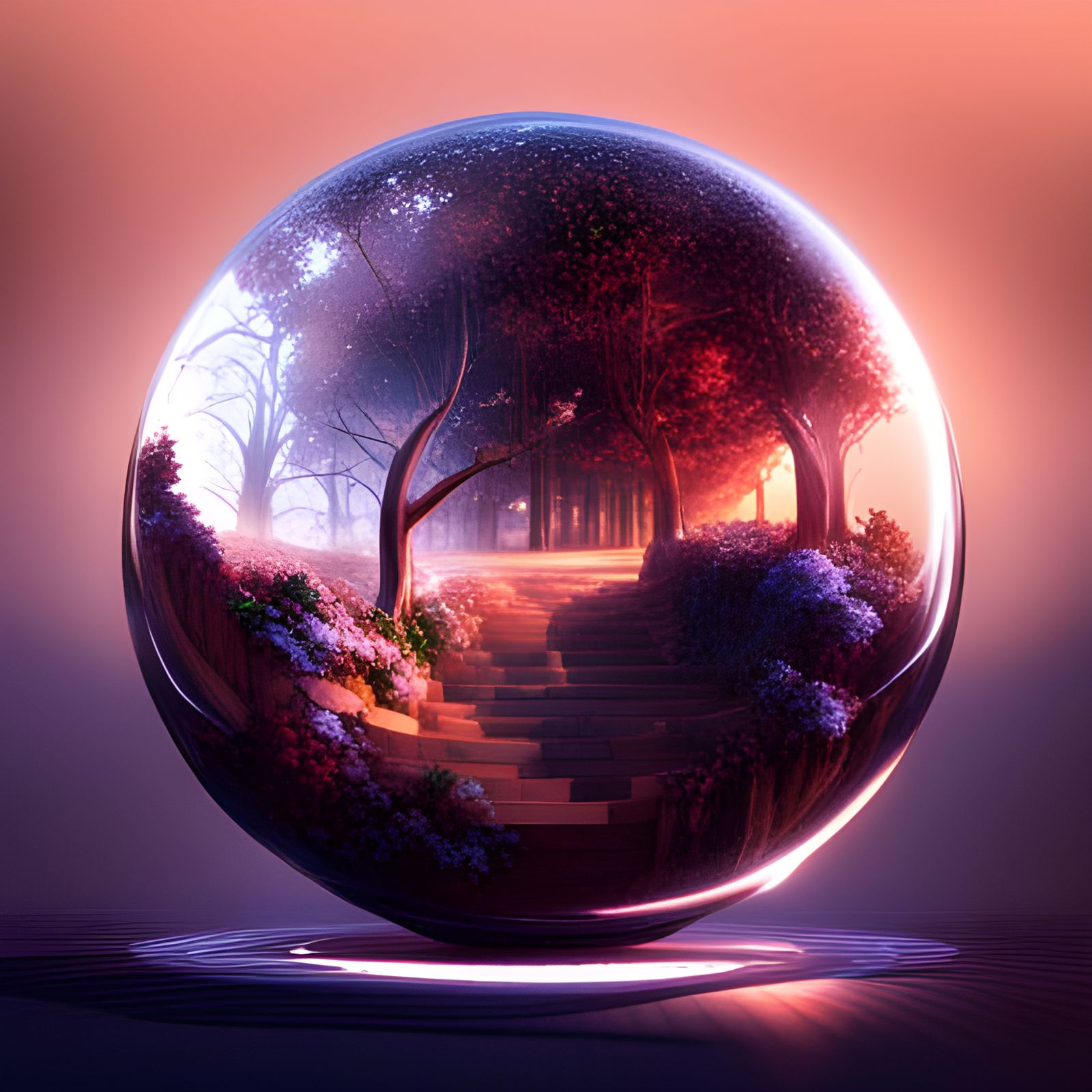 3D view inside a glass orb - AI Generated Artwork - NightCafe Creator