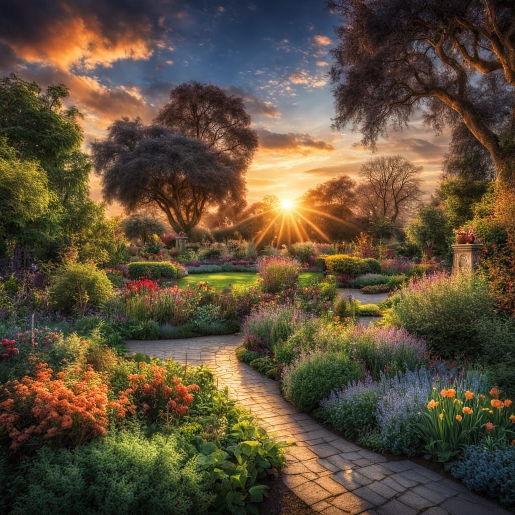 beautiful garden sunset  by @Ivar