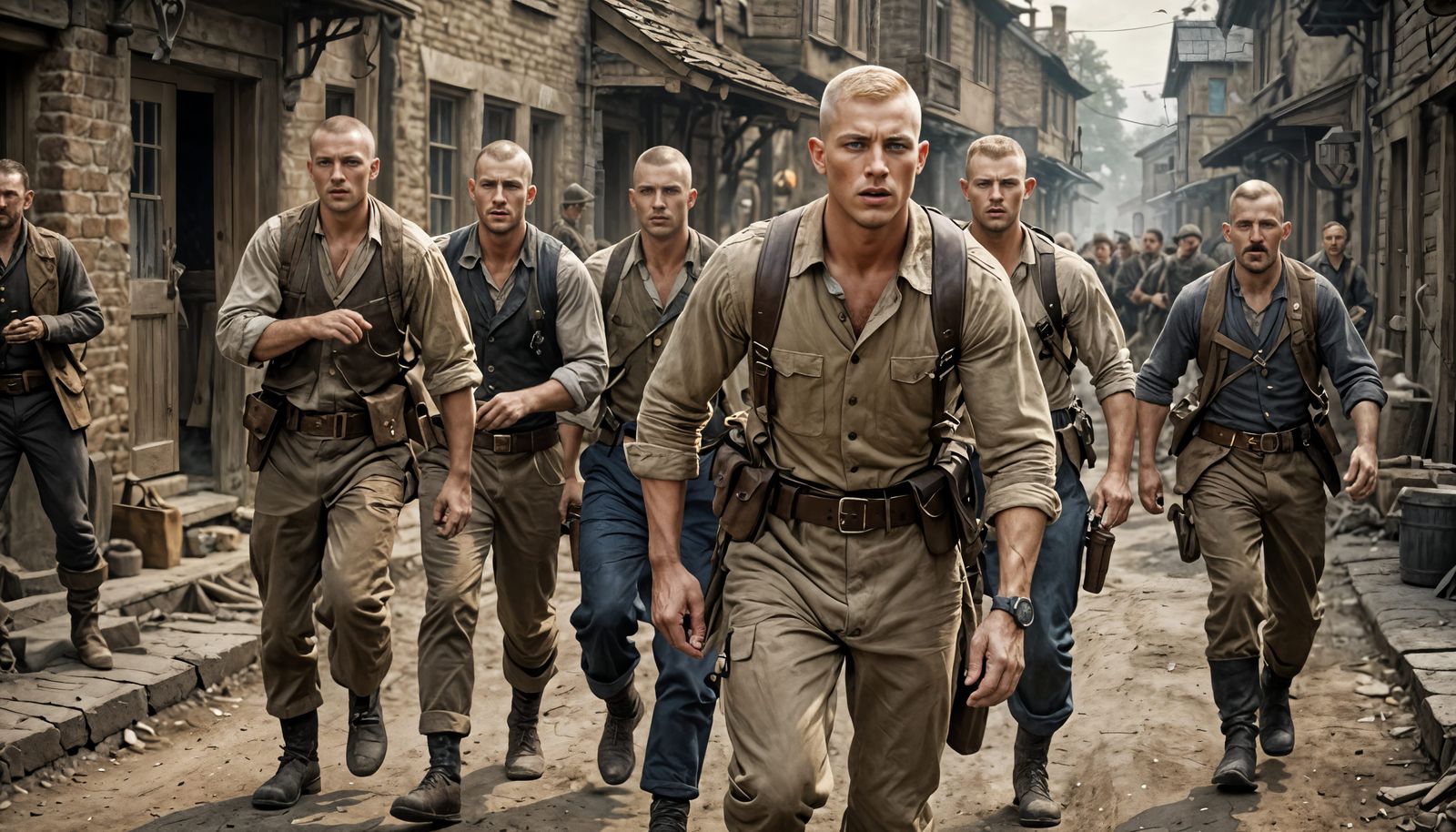 WWI soldier, handsome man {35, 5'6", short king, blonde buzz...