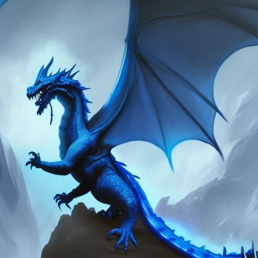 an electric blue dragon in a cave - AI Generated Artwork - NightCafe ...