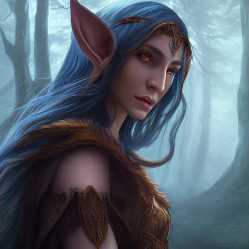 Portrait of a half elf sorcerer in a wooded area - AI Generated Artwork ...