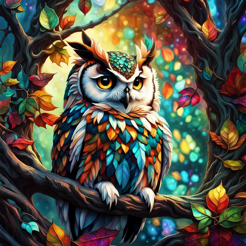 Owl made of leaves