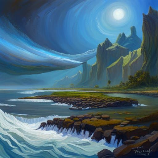 Alien planet, a hycean world. Rilled with diverse water crea...