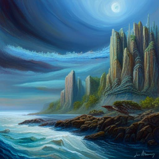Alien planet, a hycean world. Rilled with diverse water crea...
