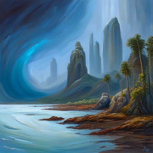 Alien planet, a hycean world. Rilled with diverse water crea...