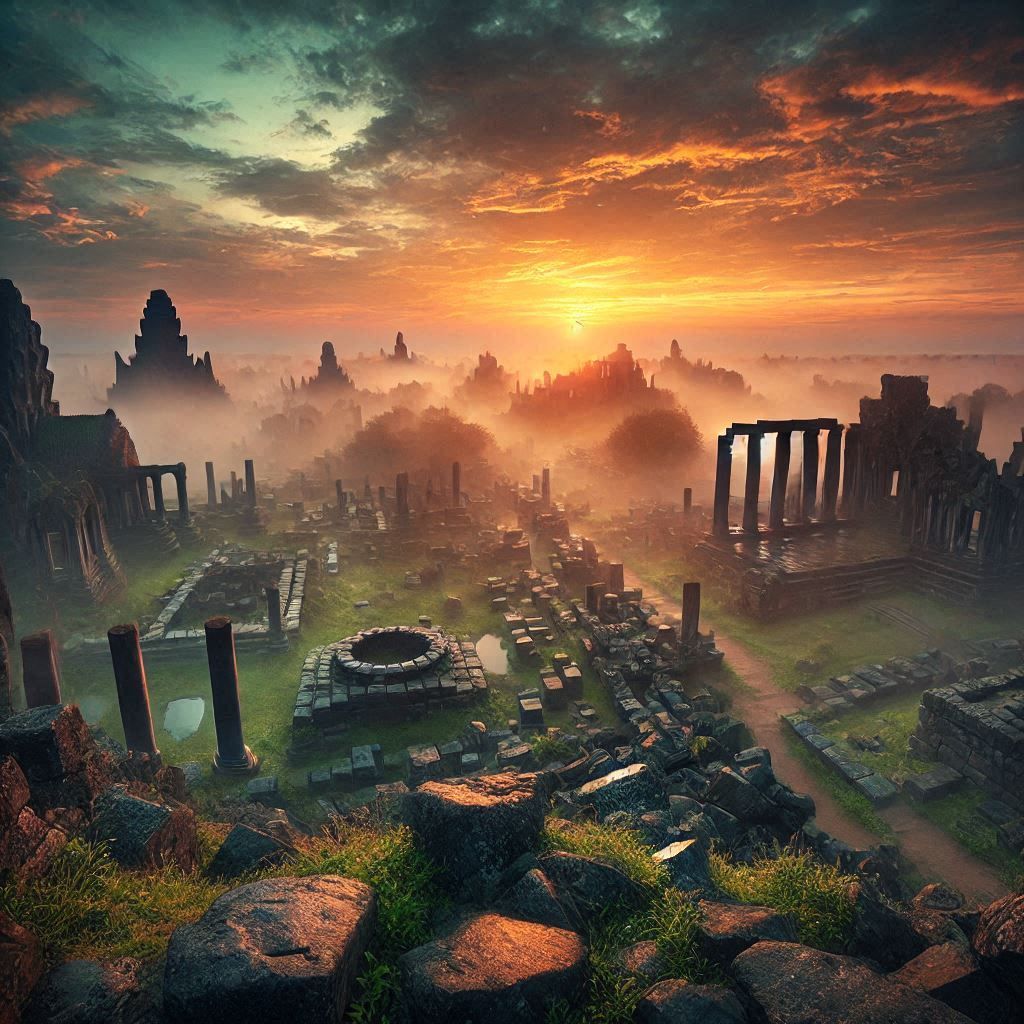 Ancient ruins at dawn