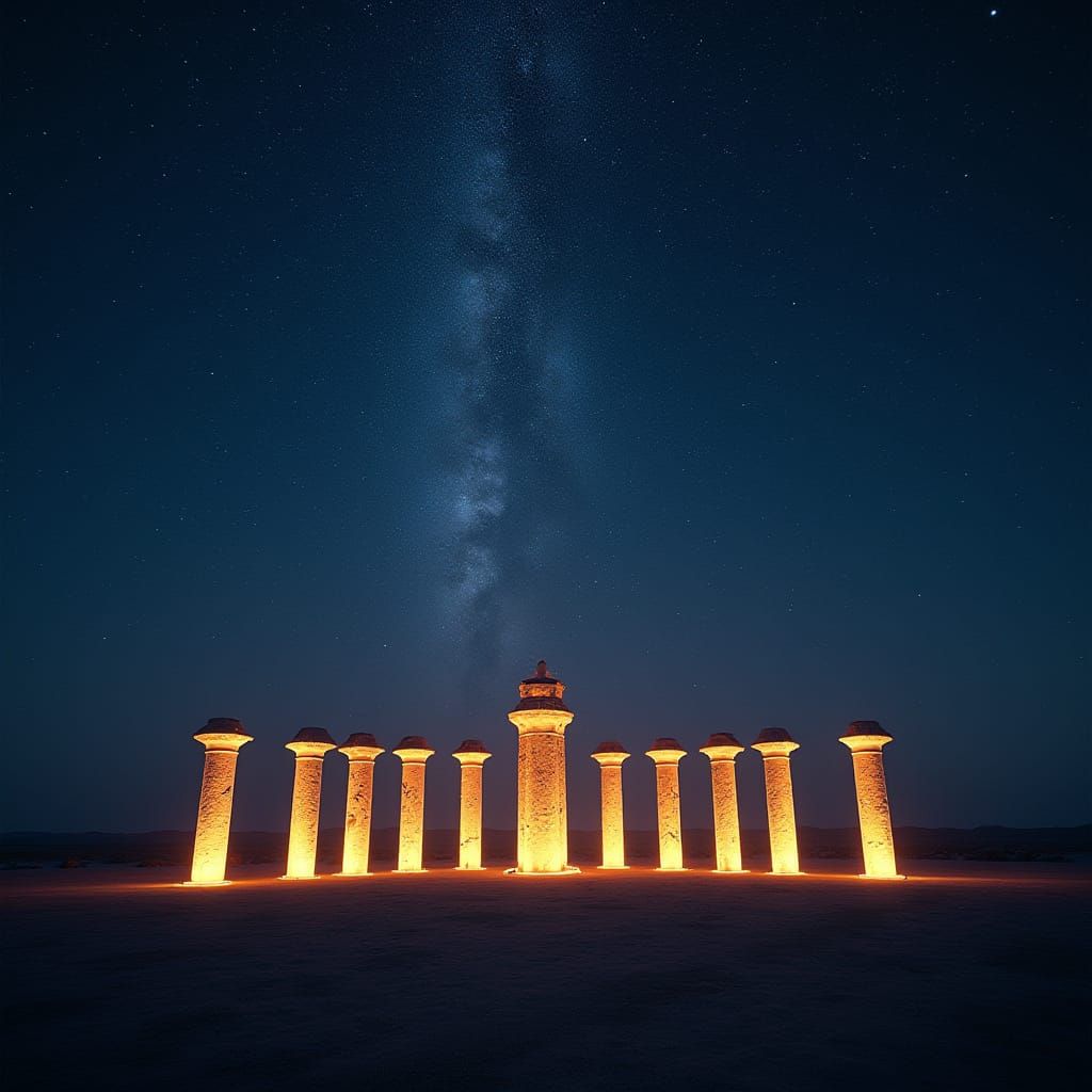 Celestial Pillars Shine Bright Under Starry Night Sky in Cin...