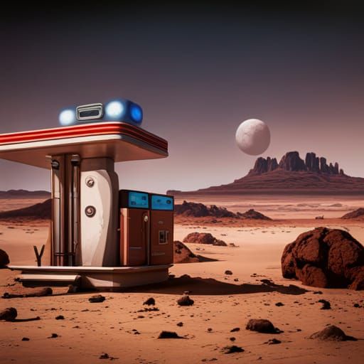 Retro gas station on Mars
