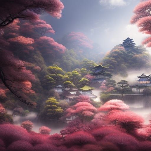 Sakura Hills: A Japanese Village Fantasy Landscape