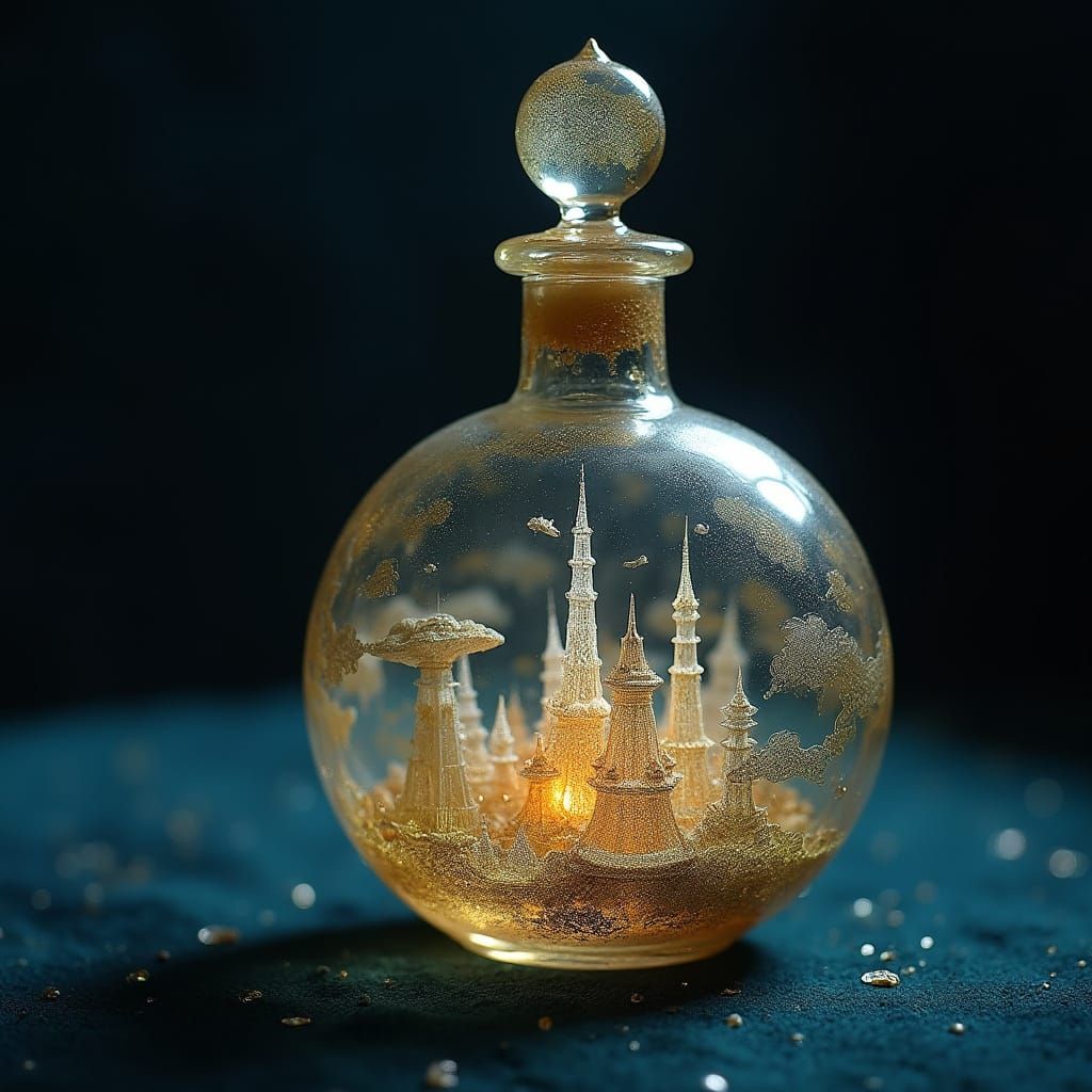 Antique Perfume Bottle Reveals Shimmering Crystal City