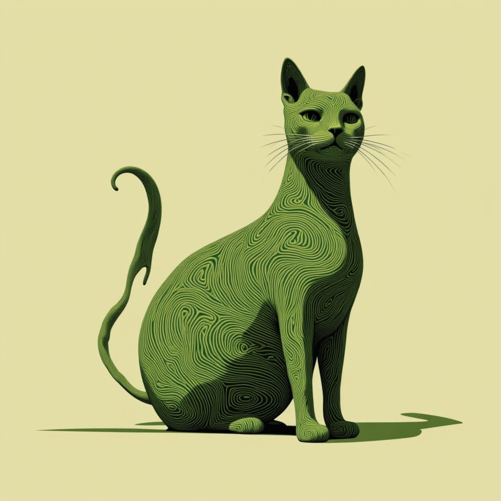 Abstract minimalist cat slug spinach <lora:CSS2Flux:1.0> <lora:PsySpace:1.0>