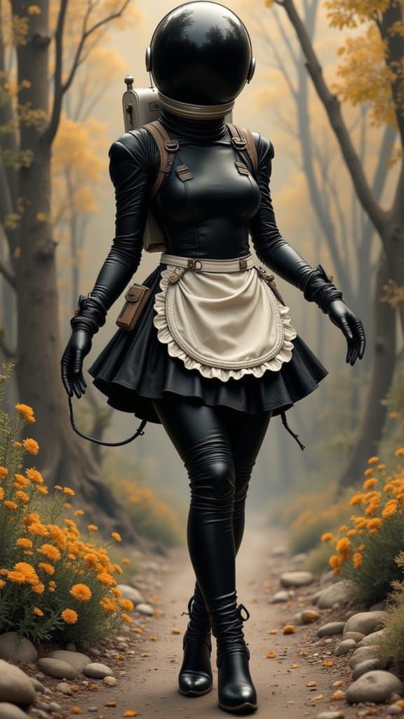 French maid <lora:Vacuum Divas:1.0> black Spacesuit