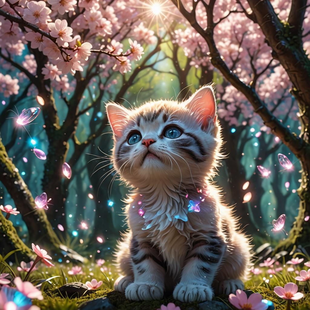 beautiful blossom cat