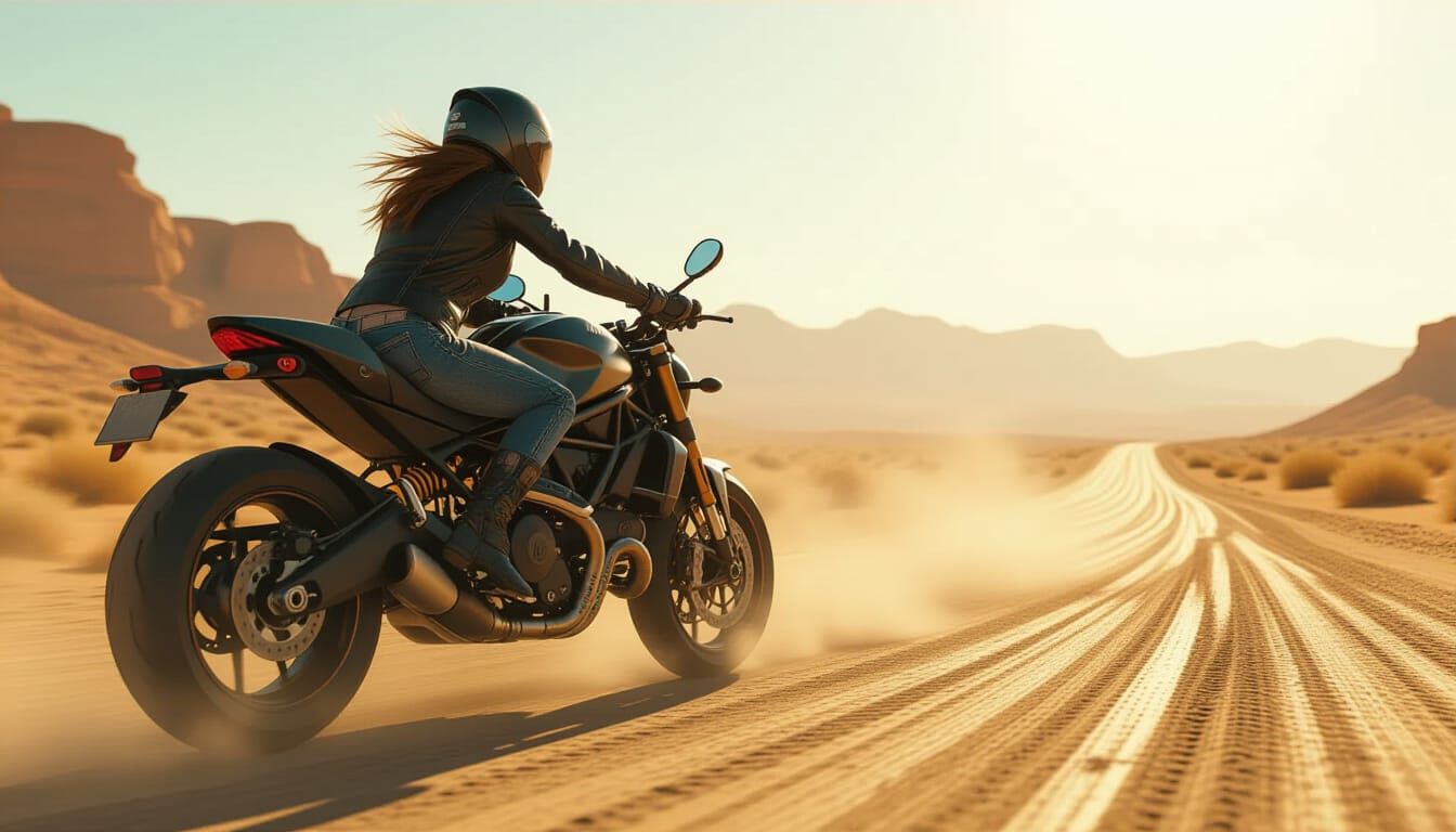  A Ducati monster on a dusty desert highway 