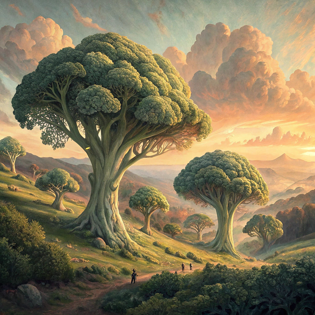 Broccoli trees (not Romanescu as AI does not know that)   by @Nelly Politiko