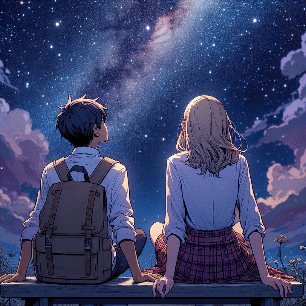 Teenagers Under the Stars: A Quiet Evening Scene
