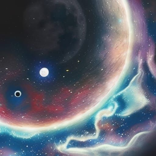 Eyes made of the moon eclipse space and a nebula, Epic cinem...