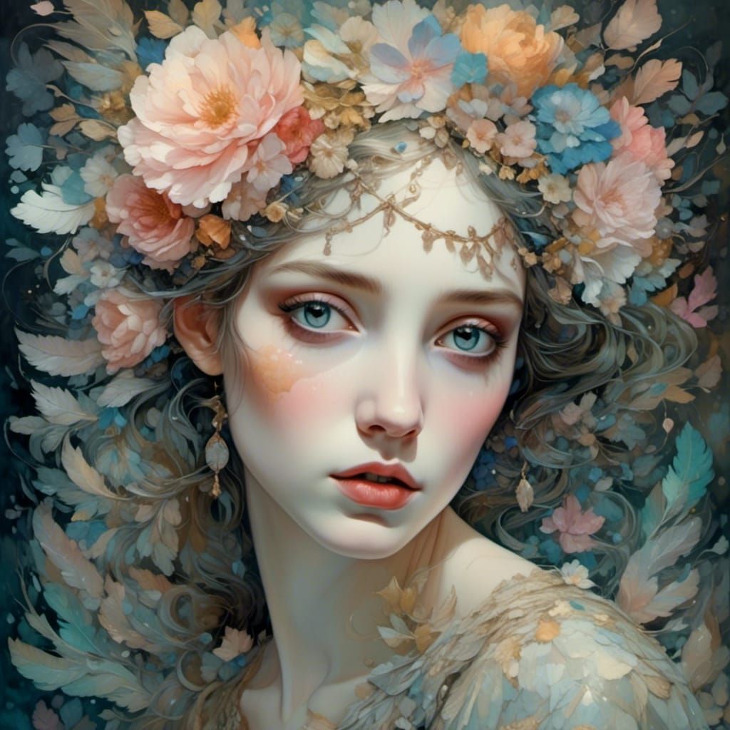 <lora:Dreamsea:1.0> mythology, folklore, detailed, delicate lines, rich textures, muted color palette, dreamlike otherworldly atmosphere, fl...