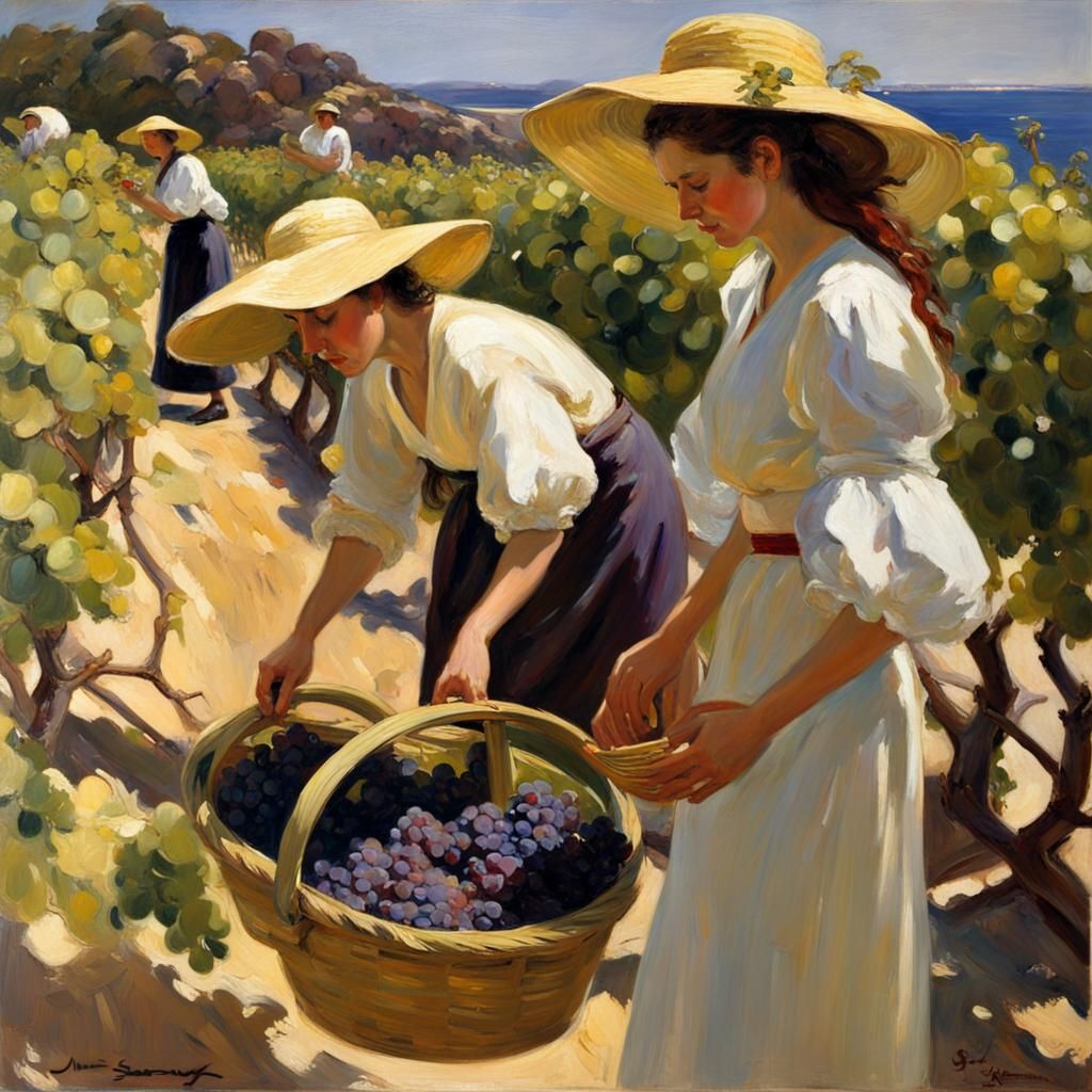 (painting_of_women_collecting_grapes) Joaquín Sorolla style ...