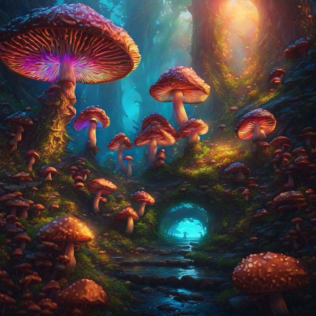 Psychedelic mushrooms - AI Generated Artwork - NightCafe Creator