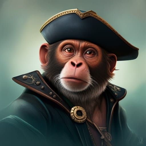 monkey in a pirate outfit  by @Svystun