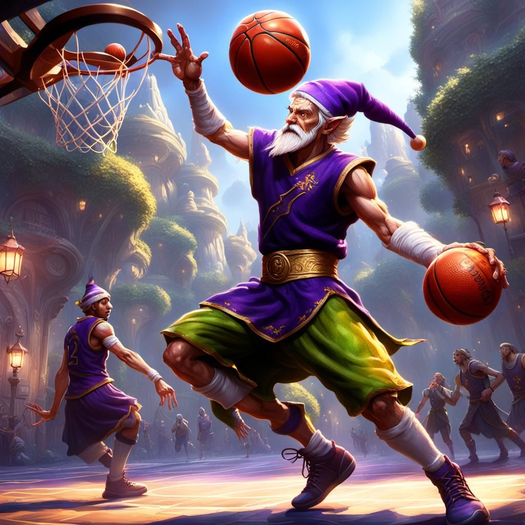 An elf playing basketball