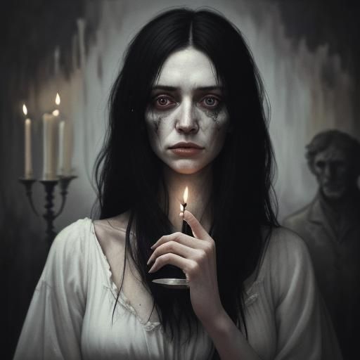 Depressive, lonely. Oil painting, Dreamshaper v8