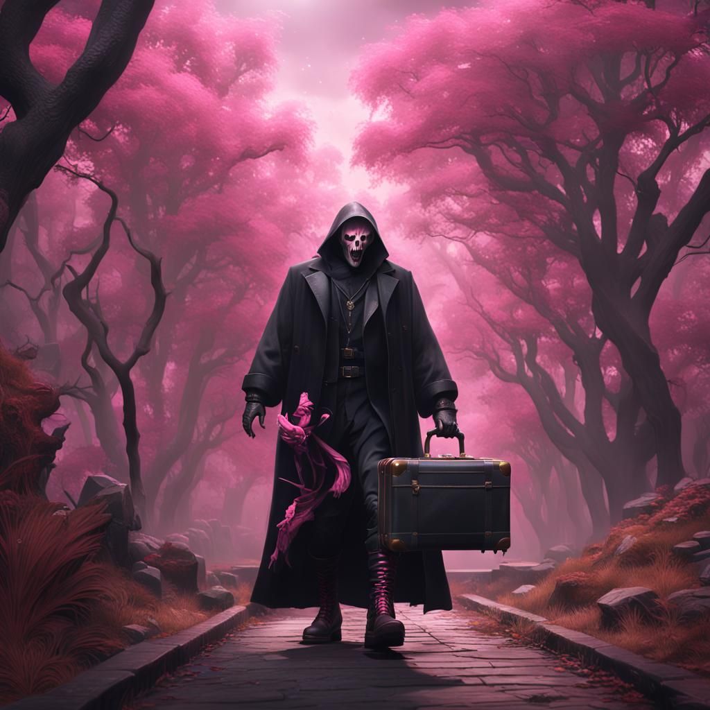 Ghostface Killer dressed in very brief black costume and wearing very