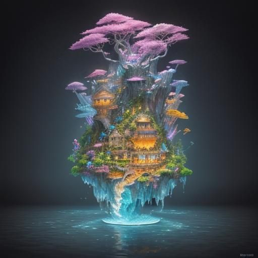 floating crystal island