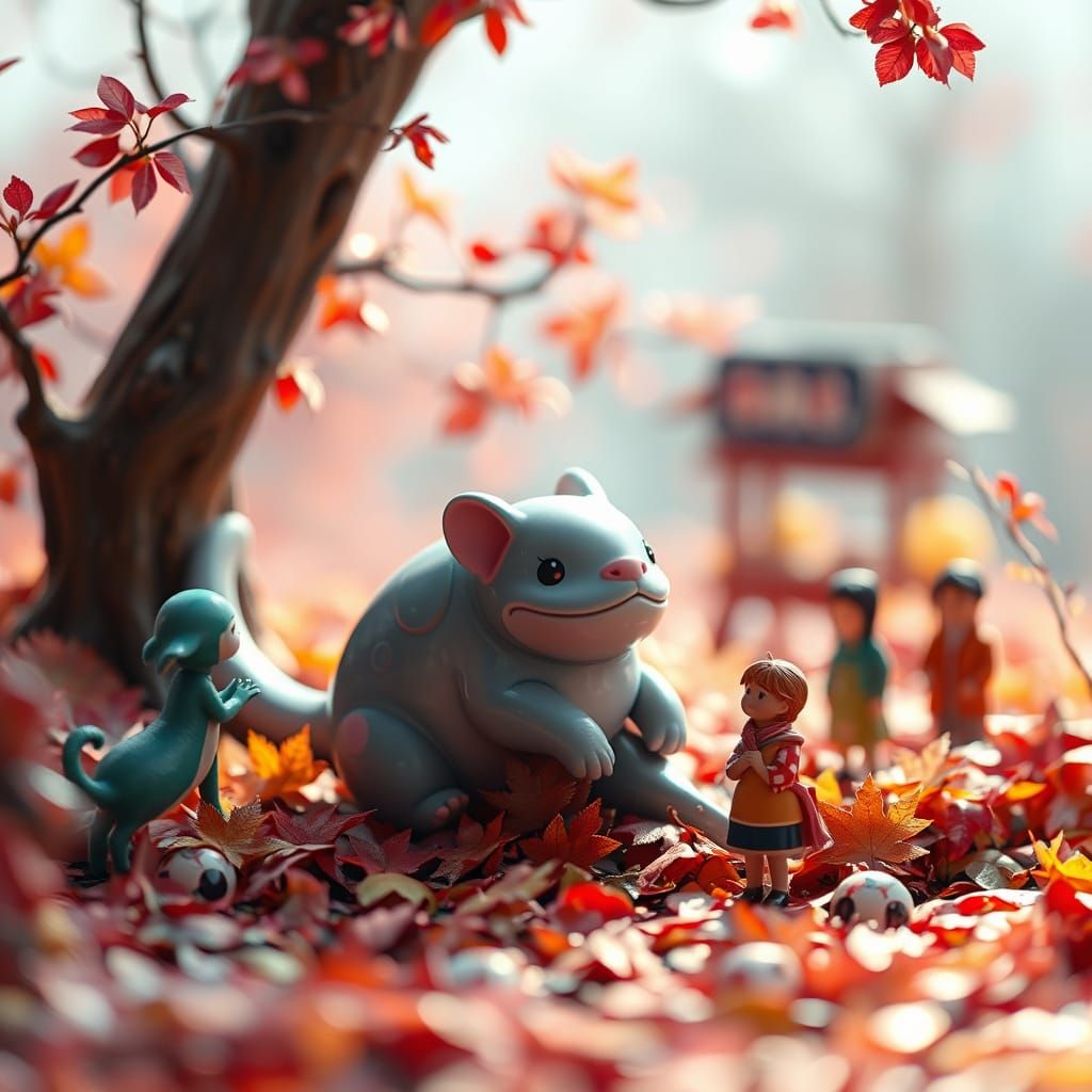 Zoomarine Scene with Miniature Figures in Miyazaki Style