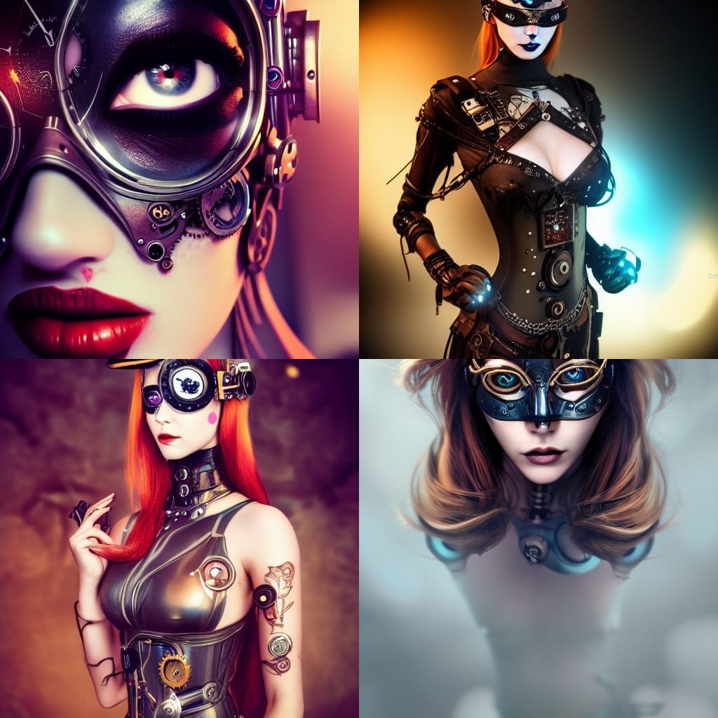 Clockwork steampunk female superheroes