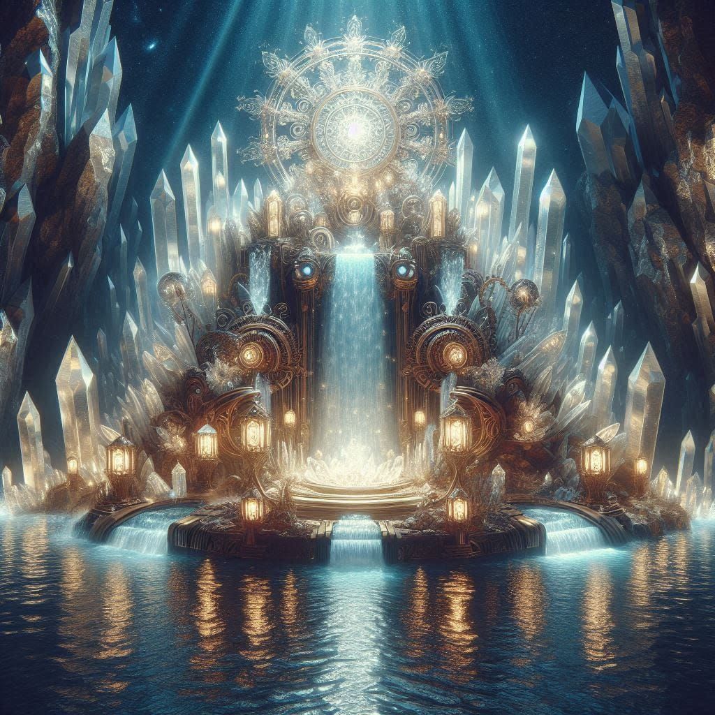 5 magical sparkling Waterfall in a crystal mountain pic 4